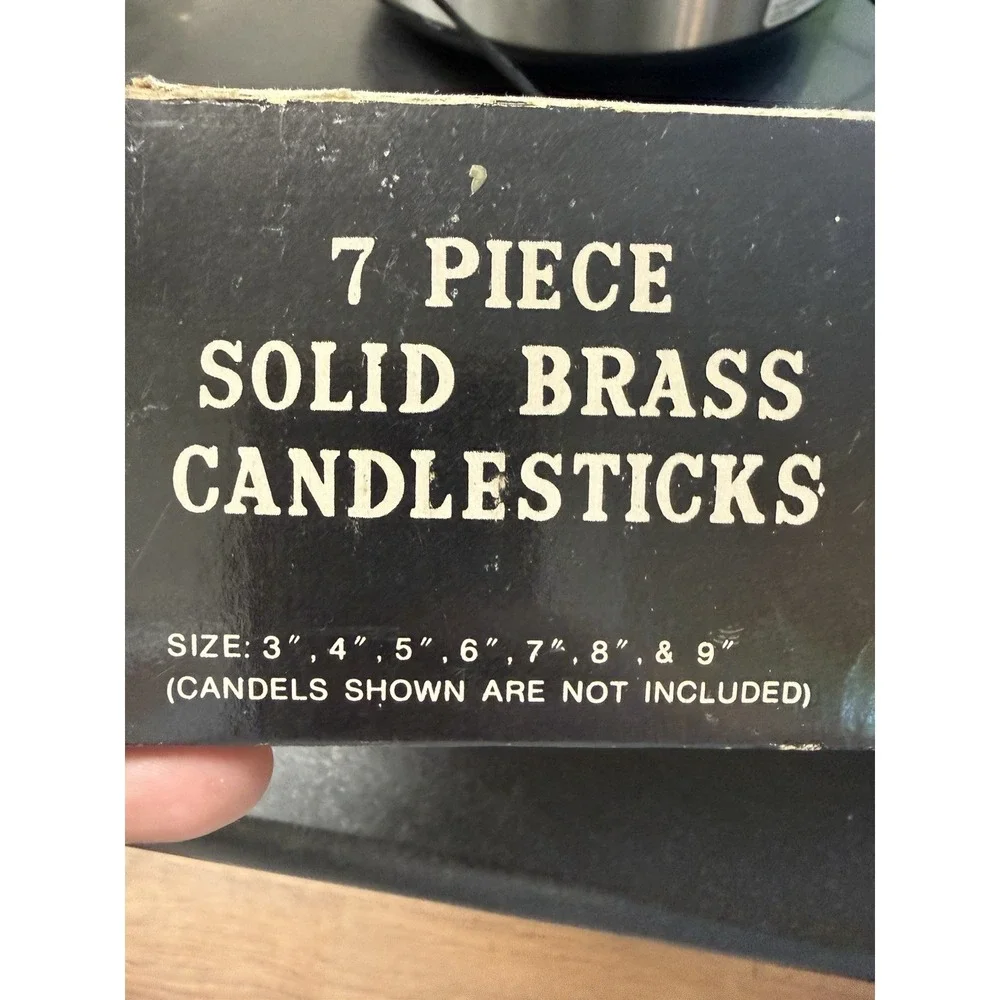 Vtg HIMARK 7pc Candlesticks Solid Brass Skinny Diameter 3in to 9in Item 12-5595